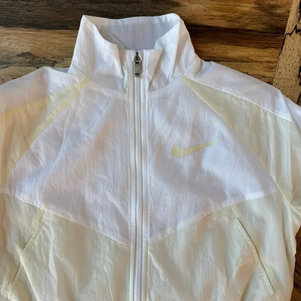 Nike Kids Crop Track Jacket Cream White Girls Youth Medium M FB1267-113